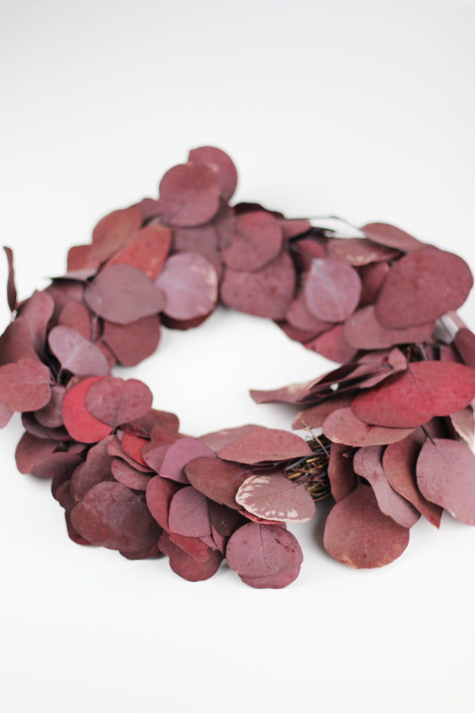 Preserved Eucalyptus Populus Wreath - Red