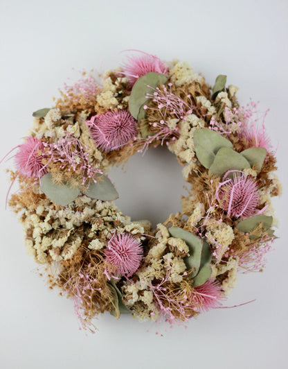 Dried Wreath - With Pink Selection Natural